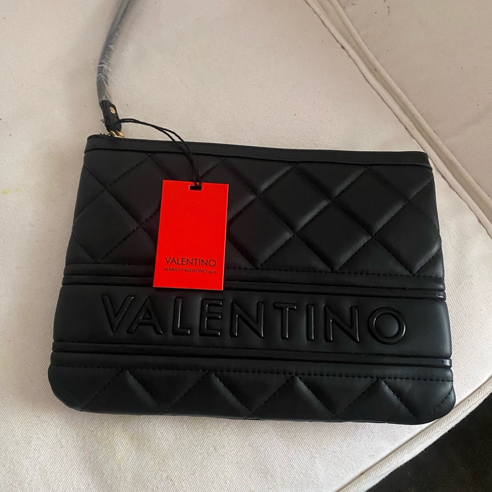Valentino Black Quilted Clutch Brand New